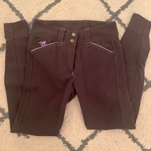 Piper charcoal breeches with lilac trimming